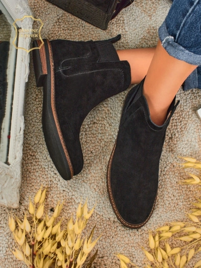 Чорні Ботильйони Ariston Шкіряні з Suede