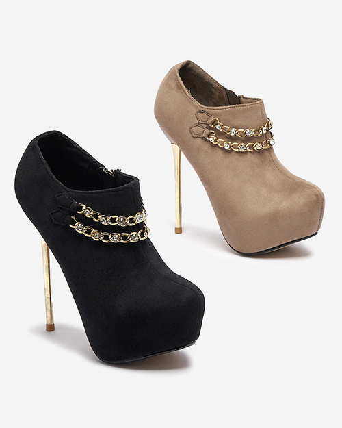 Сіро-бежеві жіночі туфлі на високій шпильці Ehcso- Footwear