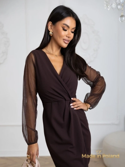 Elegantní dámské mini šaty se síťovanými rukávy Melisa