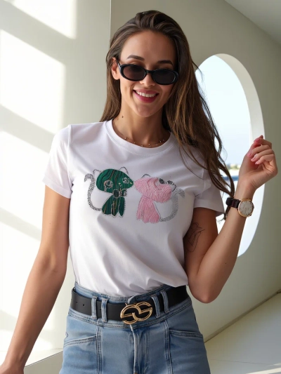 Royalfashion Жіноча бавовняна футболка з котами