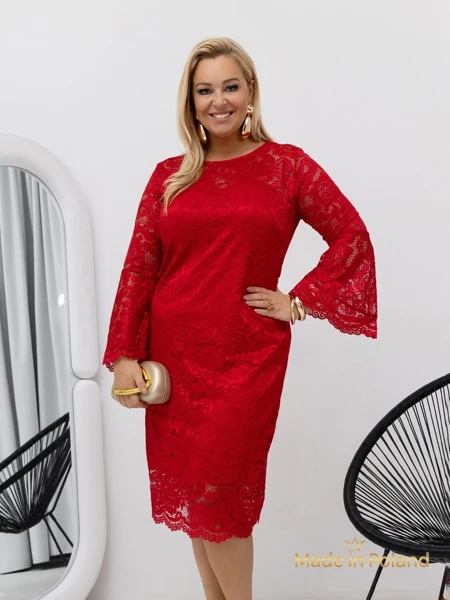 Dámské krajkové midi šaty s širokými rukávy Kiss Star