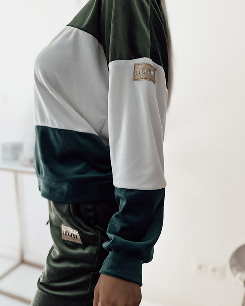 Жіночий смугастий світшот Royalfashion темно-зеленого кольору