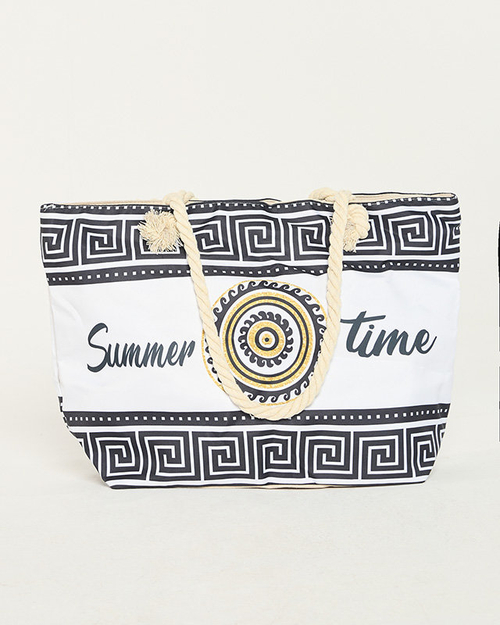 Чорно-біла жіноча пляжна сумка з візерунком