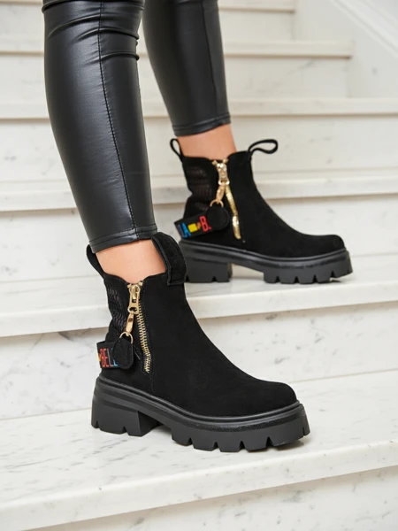 Чоботи жіночі із замші Royalfashion Eco в чорному кольорі Refaset