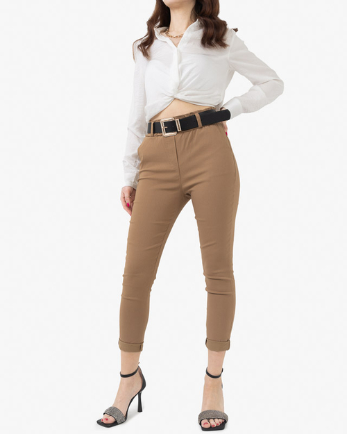 Чорний жіночий ремінь із золотою пряжкою