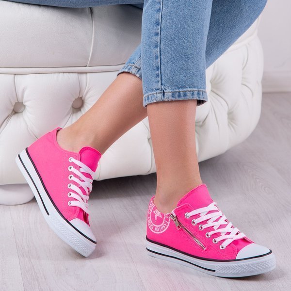 OUTLET Neonově růžové tenisky na vnitřním klínku s potiskem Fabiana - Obuv