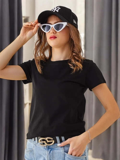 Royalfashion Жіноча бавовняна повсякденна футболка з круглим вирізом