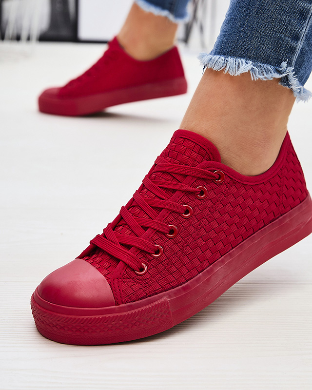 Červené dámské tenisky s reliéfem Aklina - Obuv