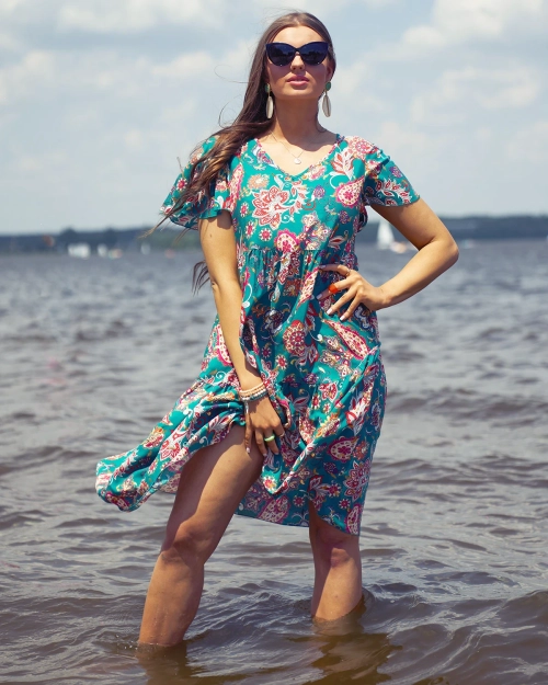 Жіноча сукня Royalfashion Зелена з квітковим візерунком