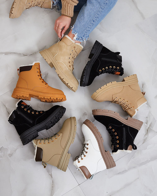 Royalfashion Чорно-коричневі жіночі утеплені черевики-трапери Radoras