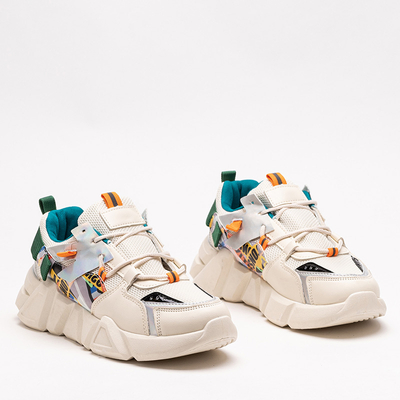 OUTLET Бежеве жіноче спортивне взуття з кольоровими вставками Deroni - Взуття