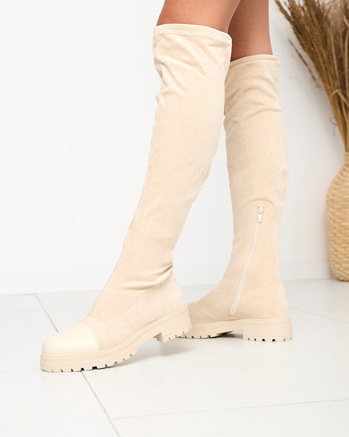 Жіночі бежеві високі чоботи Caff