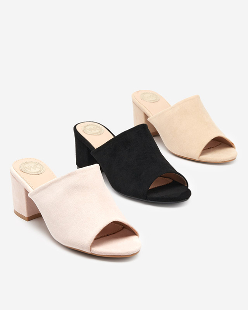 Чорні жіночі шльопанці на низькому каблуці Opetik