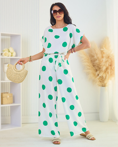 Royalfashion Zeleno-bílá dámská hrachová souprava