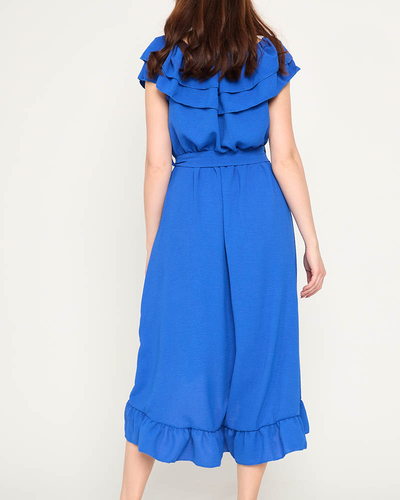 Kobaltové dámské šaty s volánky a la Spanish - Oblečení