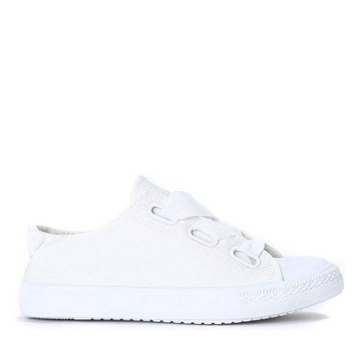 OUTLET Bílé tenisky svázané stuhou Larissa - Obuv