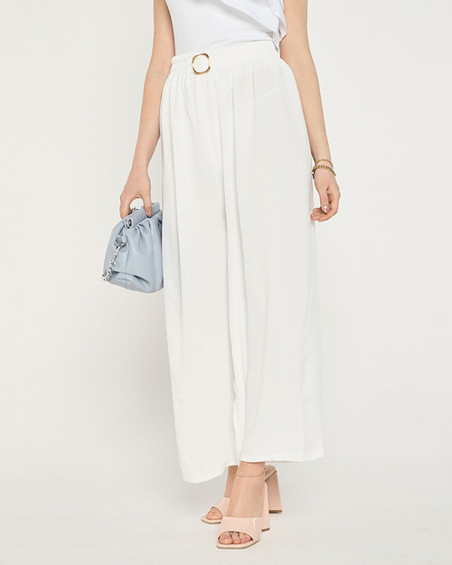 Широкі жіночі штани-палацо білого кольору - Одяг
