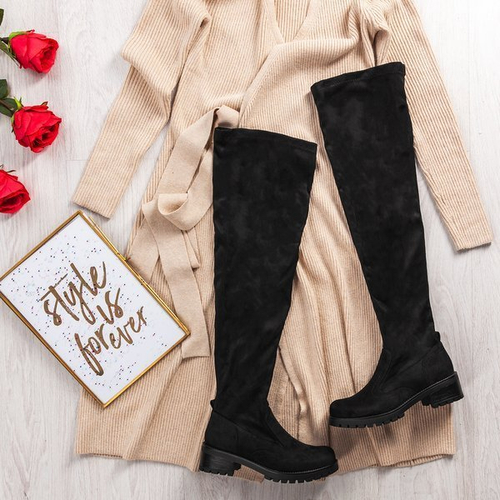 Чорні черевики високих стегон «Тіффа» над черевиками - Взуття 1