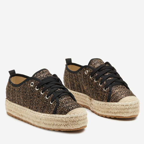 Чорні жіночі еспадрильї на низькій платформі Kioto