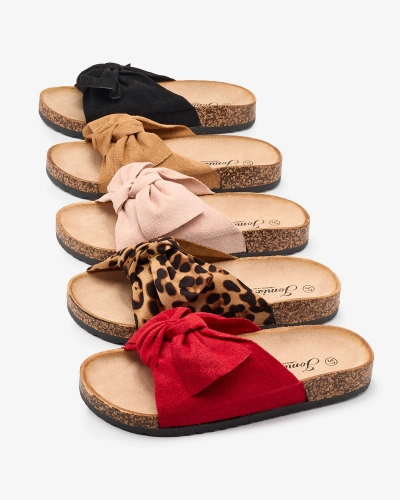 OUTLET Royalfashion Dámské žabky s mašlí v růžové barvě Orofdo