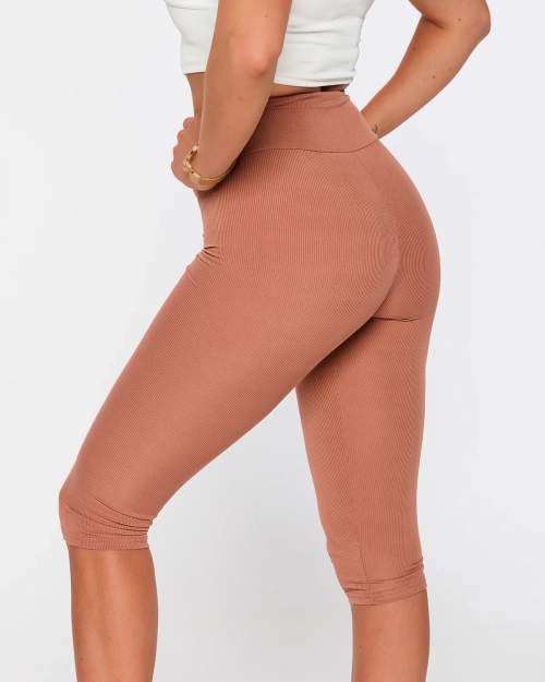 Коричневі жіночі ребристі лосини для велоспорту - Одяг