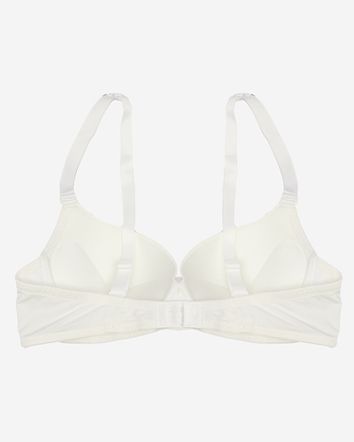 Гладкий бюстгальтер пуш-ап з декорованими бретелями кольору екрю - Нижня білизна