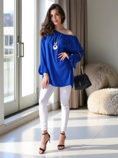 Royalfashion Dámská blouse bez ramínek s volány