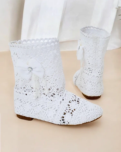 Royalfashion Дитячі ажурні чобітки з бантом Geggis