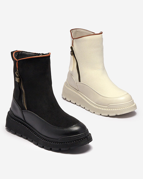 Чорні жіночі черевики на плоскому каблуці Mefina- Взуття