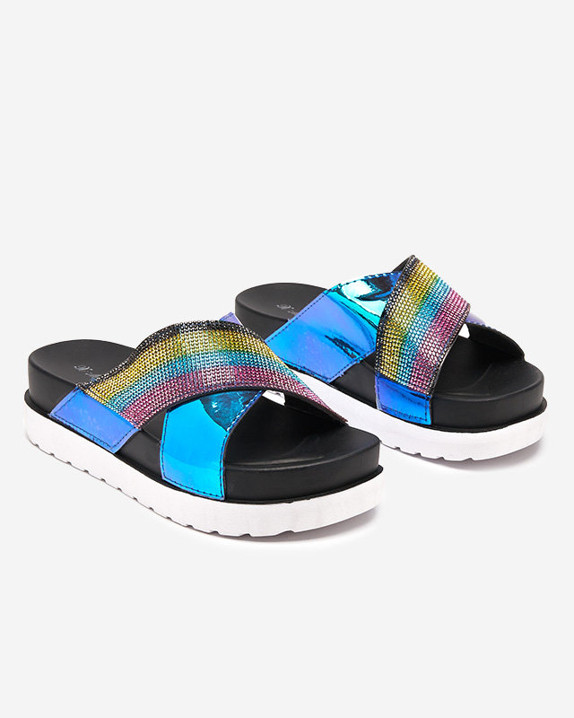 Černé dámské holografické pantofle Yalay sequins - obuv