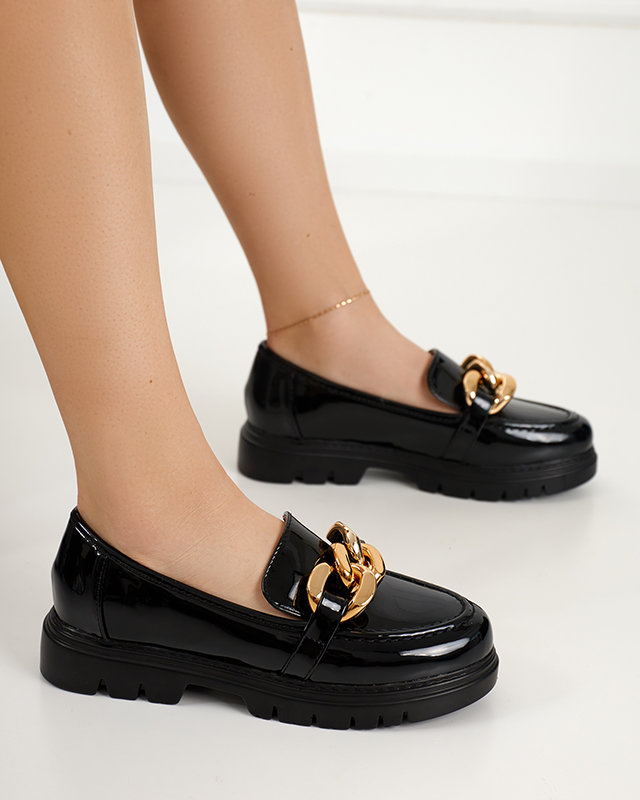 Černé dámské boty se zlatým řetízkem Dradia - Obuv