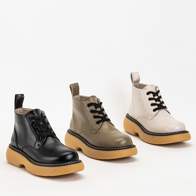 Khaki matné dámské kozačky od Renss - Footwear