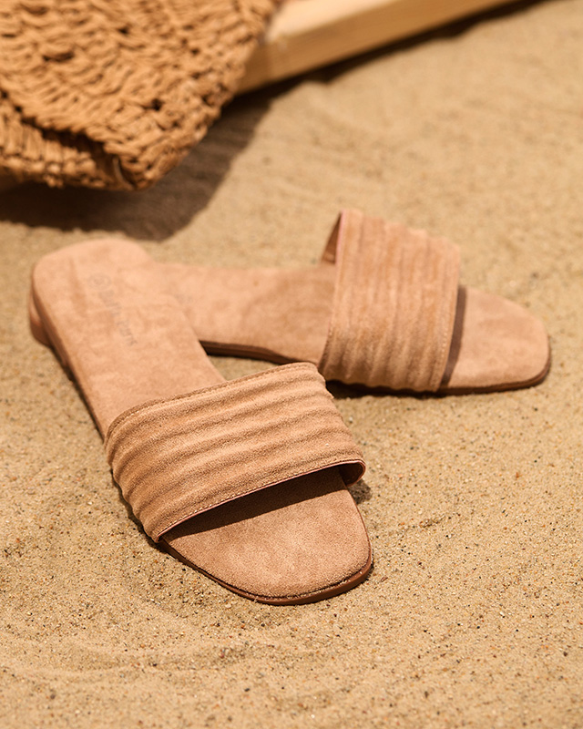 Světle hnědé dámské ekosemišové pantofle Malona - Obuv