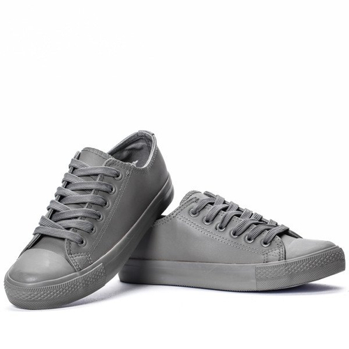 Szare trampki z eko-skóry - Obuwie