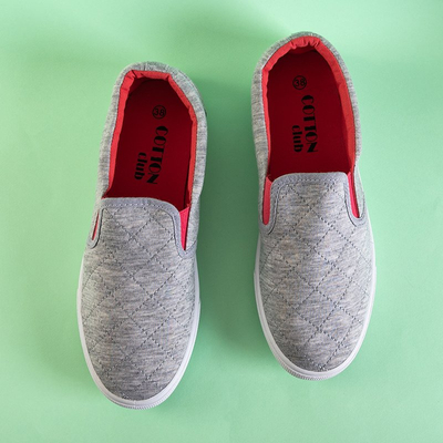 Šedé dámské prošívané návleky s fuchsiovými vložkami Weridia - obuv