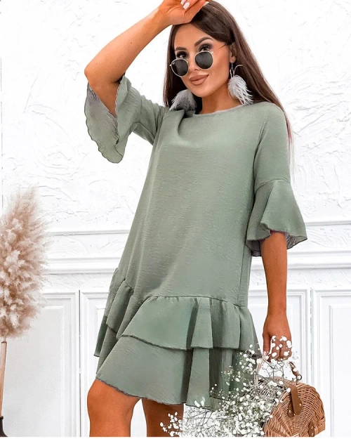 Лляна жіноча міні-сукня Royalfashion