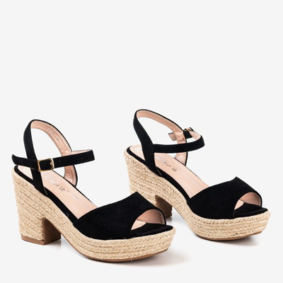 Чорні жіночі босоніжки на підборі Цукровий мед - Взуття 1