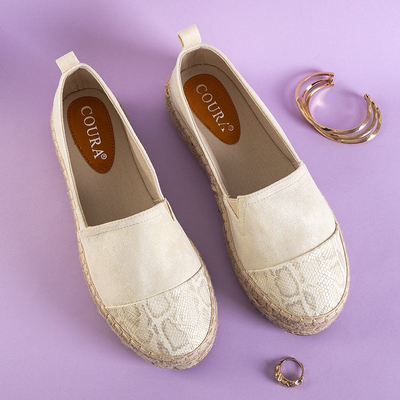 Бежеві жіночі еспадрильї на платформі з оздобленням Tinika