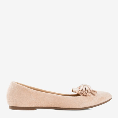 Світло-рожеві жіночі балетки з бахромою Fralise