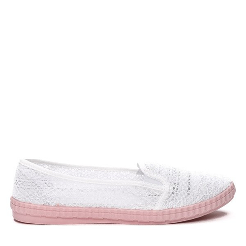 Biało-różowe slip on Alejandra- Obuwie