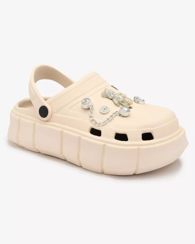 Royalfashion Krémové dámské gumové žabky Kooranza