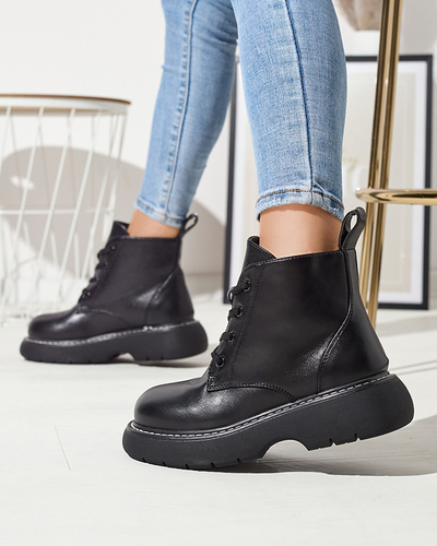 Чорні жіночі черевики з екошкіри на суцільній підошві Getys - Взуття