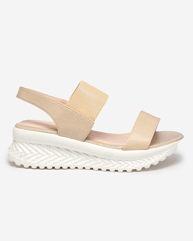 Hnědozlaté dámské sandály s kubickými zirkony Maremino - Obuv