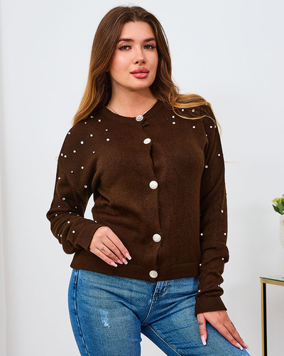 Royalfashion Červený dámský svetr bez knoflíků