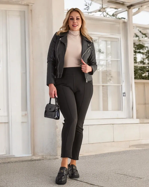 Royalfashion Zateplené dámské tregínové kalhoty PLUS SIZE