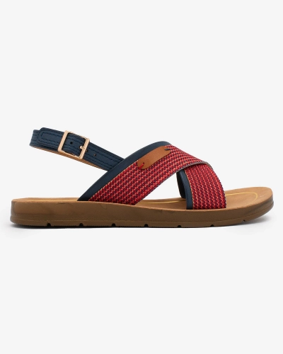 Жіночі босоніжки Royalfashion темно-сині з червоними вставками Ederisa