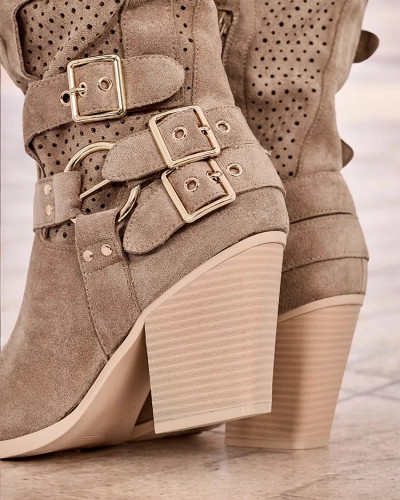 Royalfashion Prolamované nízké kozačky na jehle Holiu