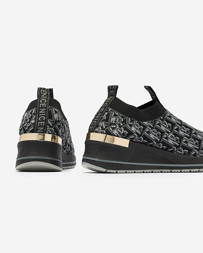 Чорно-сірі жіночі спортивні сліпони з принтом Scerpa- Footwear