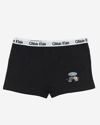 Dámské černé uniformní boxerky s potiskem- Spodní prádlo