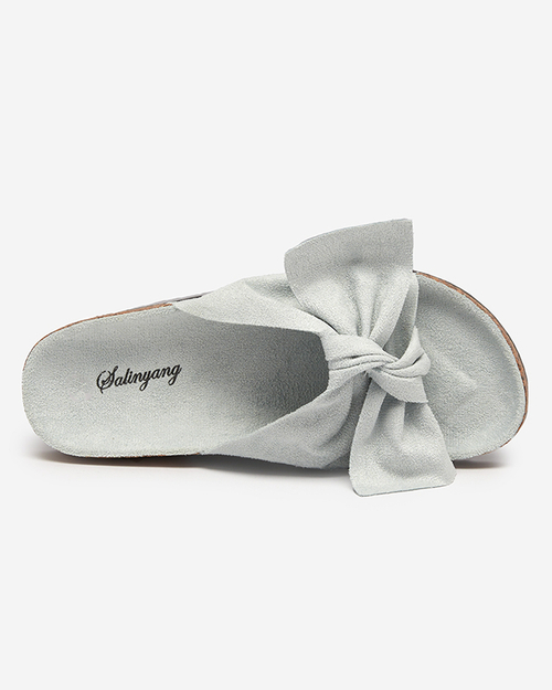 Блакитні жіночі шльопанці з бантом Ewerka